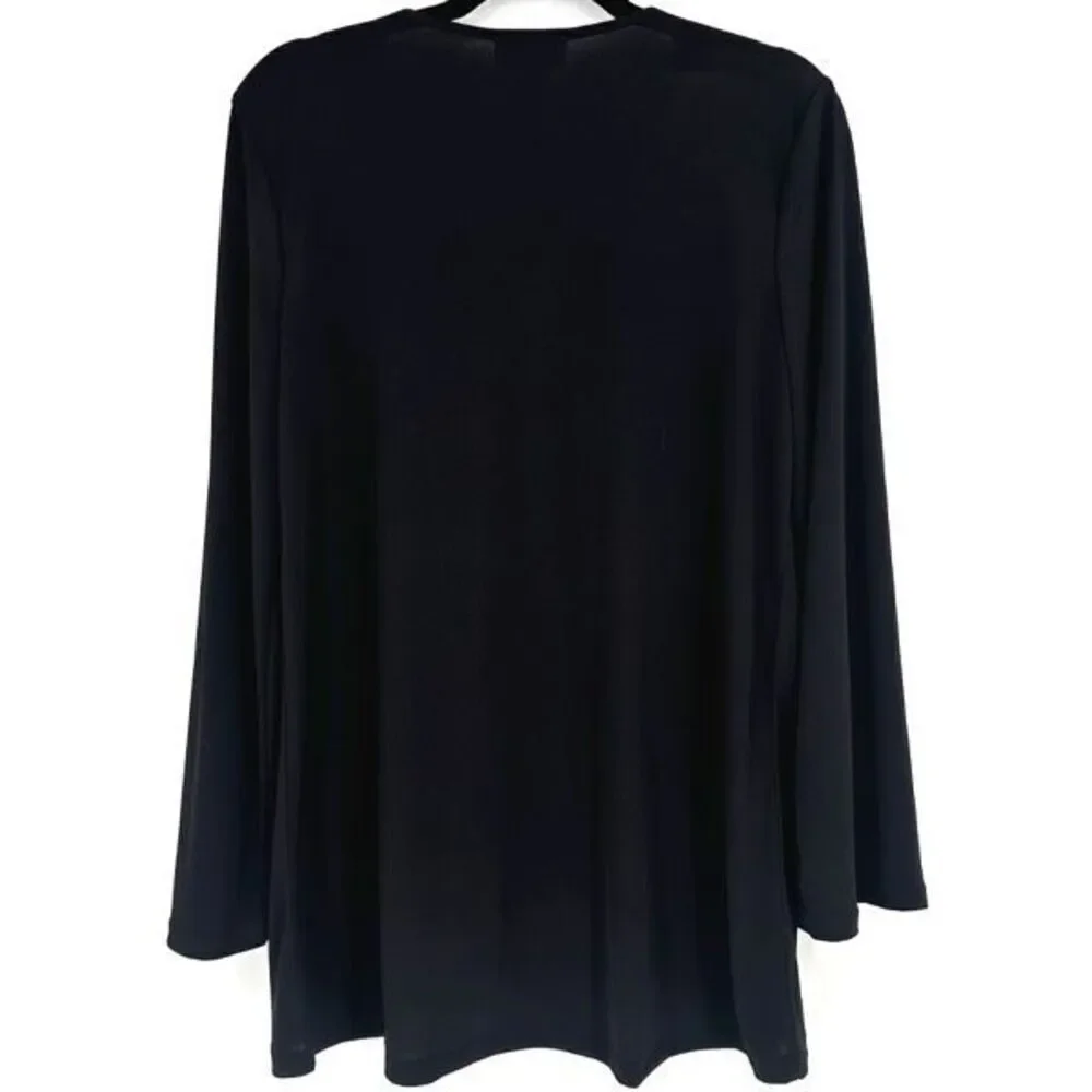 NWT Carmen Marc Valvo Women's V Neck  Studded Tunic Blouse Black Gold Size Large - Picture 2 of 8